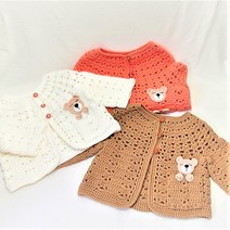 코바늘 DIY 탑다운 곰돌이 아기 가디건 동영상패키지, 0~12개월, 19.연보라, 1개