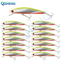 [QISHENG] 플로팅 미노우 하드베이트 배스미노우 루어낚시 쏘가리 서스펜딩 15개입/세트, 녹색 레이저, BJ-6.9g
