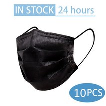 입 마스크 3 레이어 안티-먼지 일회용 마스카라 10/50/100 Pcs 비 짠 Meltblown 헝겊 탄성 귀 루프 얼굴, 04 10pcs Black, 한개옵션1
