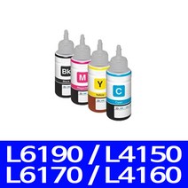 로켓잉크 엡손 L6190 L4150 무한 잉크 검정 컬러 4색세트 프린트 L 4160 T03Y100 프린터 관공서납품 앱손 L6170 소모품, 4개입, 대용량 검정 컬러 세트 상품 정품품질 관공서 납품용
