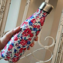 꽃무늬 보온병 보냉병 500ml 텀블러, 화이트 (블루잎)