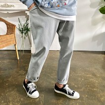 웨일즈 구제 빈티지 테이퍼드 반 밴딩 그레이 데님 청바지 28~38 빅사이즈까지