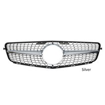 벤츠그릴 다이아몬드 스타일 프론트 범퍼 그릴 레이싱 그릴 교체 메르세데스 벤츠 c 클래스 w204 2007-2014 c180 c200 c250 c300 c350, 다이아몬드 실버