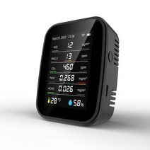 공기질측정기 휴대용 이산화탄소검출기 Tuya-10 인 1 WIFI 대기질 감지기 CO2 테스터 AQI PM2.5 TVOC HCHO, 01 Tuya Black with Wifi