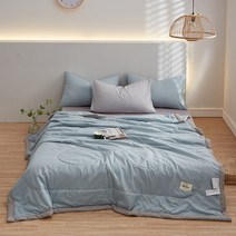 여름 무지 투톤 배색 워싱 코튼 얇고 부드러운 면 이불 7color, 라이트블루