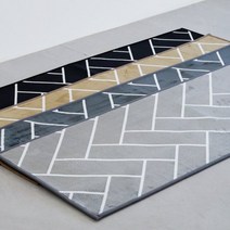 인룸 소프트 헤링본 극세사 주방매트 50x150 4컬러, 블랙