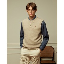 22FW 베이지 헨리넥 울 니트베스트 HZSW2D361I2