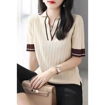 미니으니 여성용 카라넥 반팔 니트티 [002]