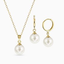에버링 14K 진주 2종 세트 그레이스펄 8mm(금+금)_SPEE4801 Swarovski Pearl Gold Pendant & Earrings Set