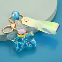 K) 애니메이션 카와이 귀여운 만화 커비 모델 장난감 아크릴 움직이는 액체 퀵샌드 5 점 스타 펜던트 키 체인 명절 선물, [03] 3