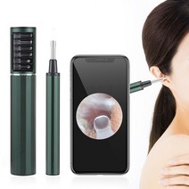 AENIU 휴대용 내시경 귀이개 스마트 온도 제어 6 LED 고화질 카메라, 녹색