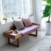 밸런스가구 힐링 아카시아 2인용 원목 벤치소파, 색상:다크그레이|SIZE:B형