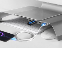 사무실 책상 감성 모니터 받침대 애플 아이맥 컴퓨터, 실버 타입 B 직각 엘리베이터 확장 버전