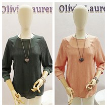 올리비아로렌 신축성 좋은 지지미 스판 라운드 8부 블라우스 티셔츠 nc청주점 vocalxm3351