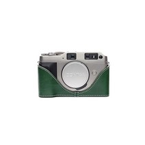 Contax G1 케이스 BolinUS 수제 천연 진짜 가죽 하프 카메라 백 커버 카메라용 핸드 스트랩 포함 블랙 USA 미국, Green