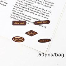 다크 컬러 라벨 나무 멀티 모양 브라운 화이트 블랙 수제 양각 DIY 플래그 라벨바느질 액세서리 50 개, 03 Brown
