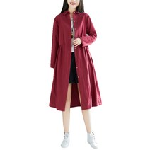 캐쥬얼 와이드 셔츠 면마블라우스 여성 봄가을 긴팔 미디 타입 루즈핏 린넨트렌치 클래식 단아한 가디건 코트 1436338930