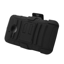 Eagle Cell Alcatel One Touch Evolve Hybrid Skin Case with Stand and Holster - Retail Packaging - Bla, 1, Black/Black