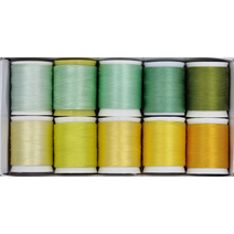 고급실크지누이도 재봉사 견사 아나이도 지누이도 10색 세트, 연두노랑10색