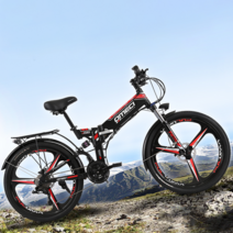 OMECI 접이식 전기산악 자전거 24/26 인치 리튬배터리 오프로드 MTB 남녀 전동, 26인치/21단 일체형 휠(화이트)