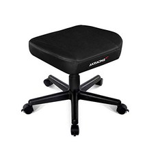 AKRacing Footstool with PU Leather Height Adjustable with Wheels Ottoman Foot Rest for Office and, 1