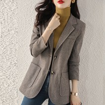 환절기 캐주얼 슈트 재킷 스퀘어 아웃포켓 허리짤룩 빅사이즈 영업여사원 비지니스 자켓