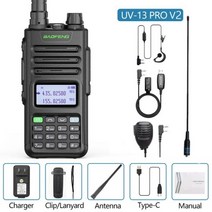 무전기 UV-13 PRO V2 10W 강력한 듀얼 밴드 방수 워키 토키 Type-C 충전기 16KM 장거리 Pro 햄 양방향 라디, 14 V2B-As Pic_01 EURO