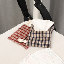 [제로웨이스트] 뻬르끌로 소창 손수건 4장 + 폴체크 파우치 Set, 레드