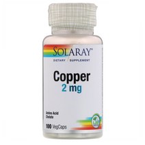 솔라레이 카퍼 구리 2mg 100정 Solaray Copper, 1개, 기본