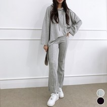 블레스유 후드 트레이닝복 상하 세트 가오리 오버핏 스판 캐쥬얼 투피스 여성 츄리닝