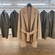 겨울 코트 여성아우터 캐주얼 빈티지 여성 양면 레이스업 모직 블랙 롱 숏 루즈핏 통통녀