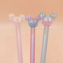 3 조각 귀여운 카와이 미키 반짝이 크리 에이 티브 학교 사무실 공급 젤 펜 참신 핸들 한국 달콤한 예쁜 사랑스러운 편지지, Black