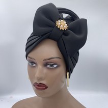 키코이 캉가 여자 나비 넥Turban 모자 패션 아프리카 Headtie 나이지리아 결혼식 Gele 이슬람교 Headscarf 보닛 여성 머리 포장, [03] 3