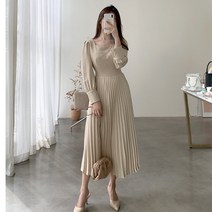 스퀘어넥 주름 드레스 김하늘 어게인 롱스커트 블룸원피스 경성의복