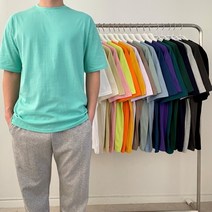 목안늘어나는 남자 여자 여름 20수 박스 오버 핏 무지 면 등산 러닝 레이어드 반팔 티