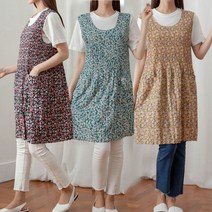 단추 조끼 앞치마 플라워 원피스 조끼 베스트 라운드 브이넥 조끼 앞치마 어린이집 선생님 선물 요양사 작업 쉬폰 냉장고 주름 앞치마 단추 조끼 주방 엄마 앞치마 시원한 예쁜 앞치마