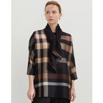 23SS [추석선물추천/D-PLEATS] 블랙 체크 스카프장식 7부 플리츠 티셔츠 DLTS3BP32BK