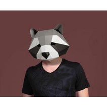3D 가면 입체 퍼즐 종이 모형 회색 너구리 종이공예 마스크 페이퍼아트 diy, 없음