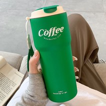 보온보냉 텀블러 휴대용 커피잔 대용량 학생 스텐 텀블러, 그린, 620ml