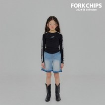 포크칩스 메탈테이프티 어린이집 등원룩 초등학생티 여아티셔츠