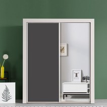 빅로드가구 키높이 헤이즈 슬라이딩 6자 장롱세트, 10) 그레이(무광)1개+은경1개