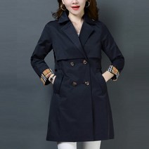 모노샵 [M-4XL]2019 봄신상 소매체크배색 더블브레스트 하프 트렌치코트 봄가을 코트
