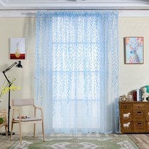 거실 용 우아한 현대 tulle 커튼 침실 주방 용 녹색 잎 sheer curtains for window tulle 커튼 커튼
