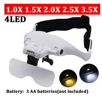 루페 루뻬헤드 밴드 돋보기 1.5X 2X 2.5X 3.5X 루페 4LED 라이트 렌즈 쥬얼리 시계 수리 제조 업체, 04 Magnifier04