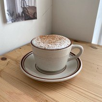 뉴욕 레트로 카푸치노 커피 세트 컵 잔 소서 홈 카페 레스토랑 용품 그린 브라운