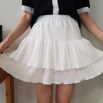 상상그이상 여성용 국내제작 주름 캉캉 미니 스커트 쉬폰 주름치마 플리츠 밴딩 치마바지