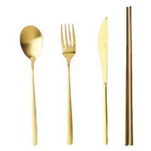 르리에 모던 커트러리세트 수저세트 로즈골드 실버 블랙 골드 샴페인골드 신혼부부 한식 양식, 골드무광