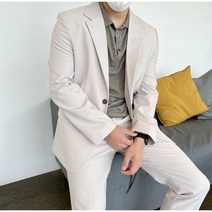 AS 핏 좋은 남자 스판 워싱 모던 수트 더블 블레이저 자켓