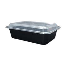럭셔리 사각 포장용기 죽 반찬 파스타 떡볶이 덮밥 일회용 배달 용기 뚜껑포함 1100ml, 1개, 1개