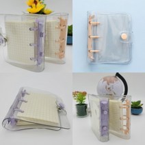 미니 투명 수첩형 다이어리 3공 미니 다이어리 오렌지/ 퍼플 휴대용 미니 다이어리 수첩형 투명 똑딱이 다이어리, 오렌지